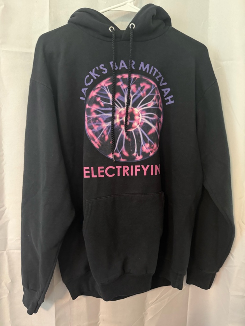 Port and Company Black Hoodie with Pink & Purple Plasma Graphic
